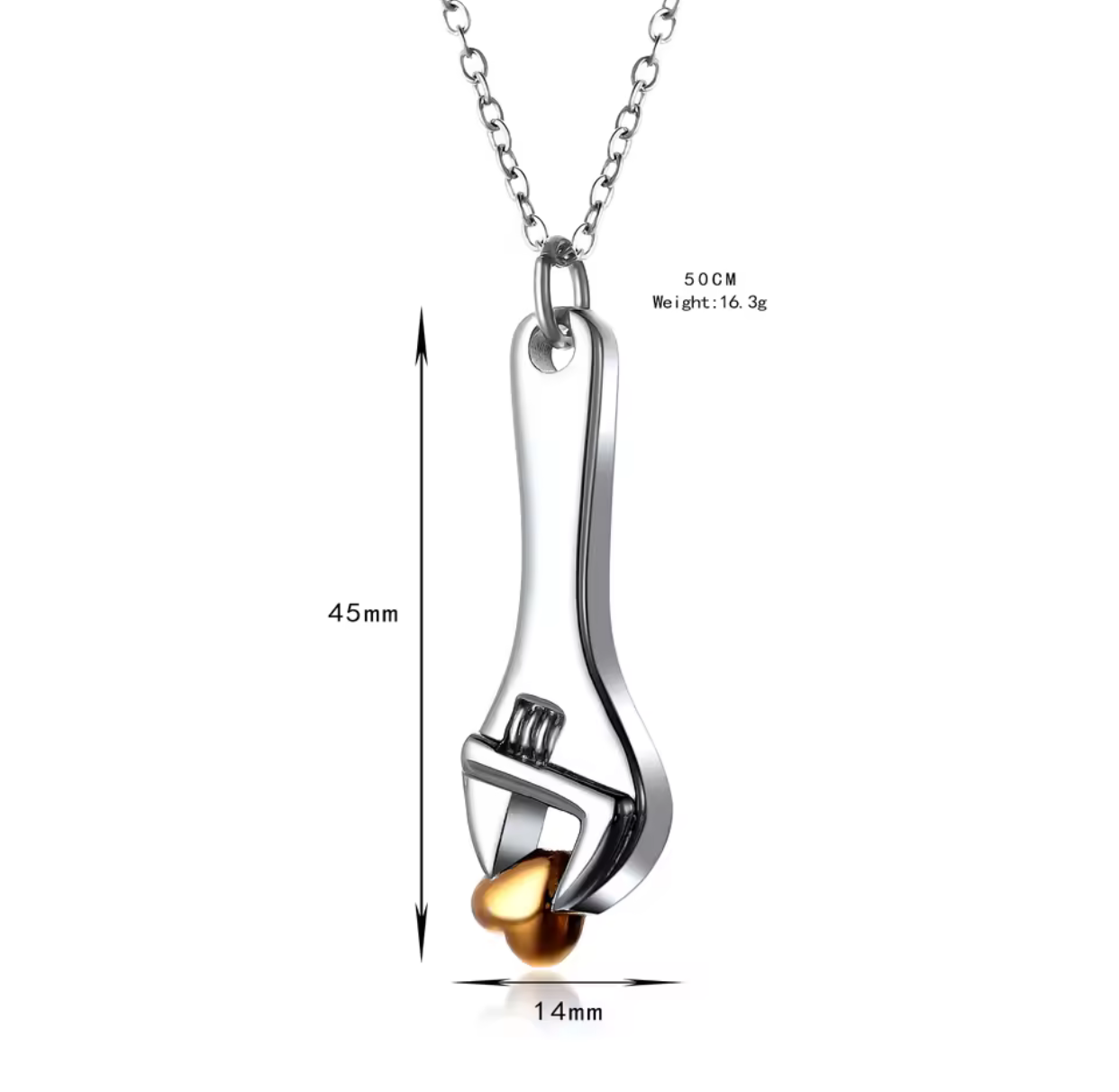 Spanner Wrench Urn Pendant – Engraved Cremation Jewellery