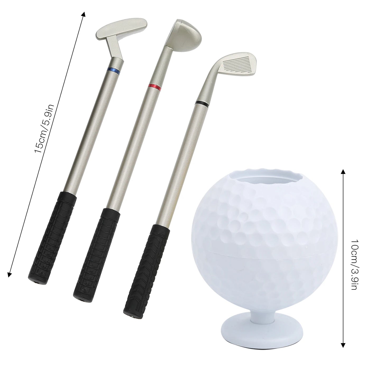 Engraved Desk Top Golf Ball and Club Pen Holder