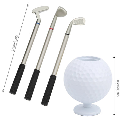 Engraved Desk Top Golf Ball and Club Pen Holder