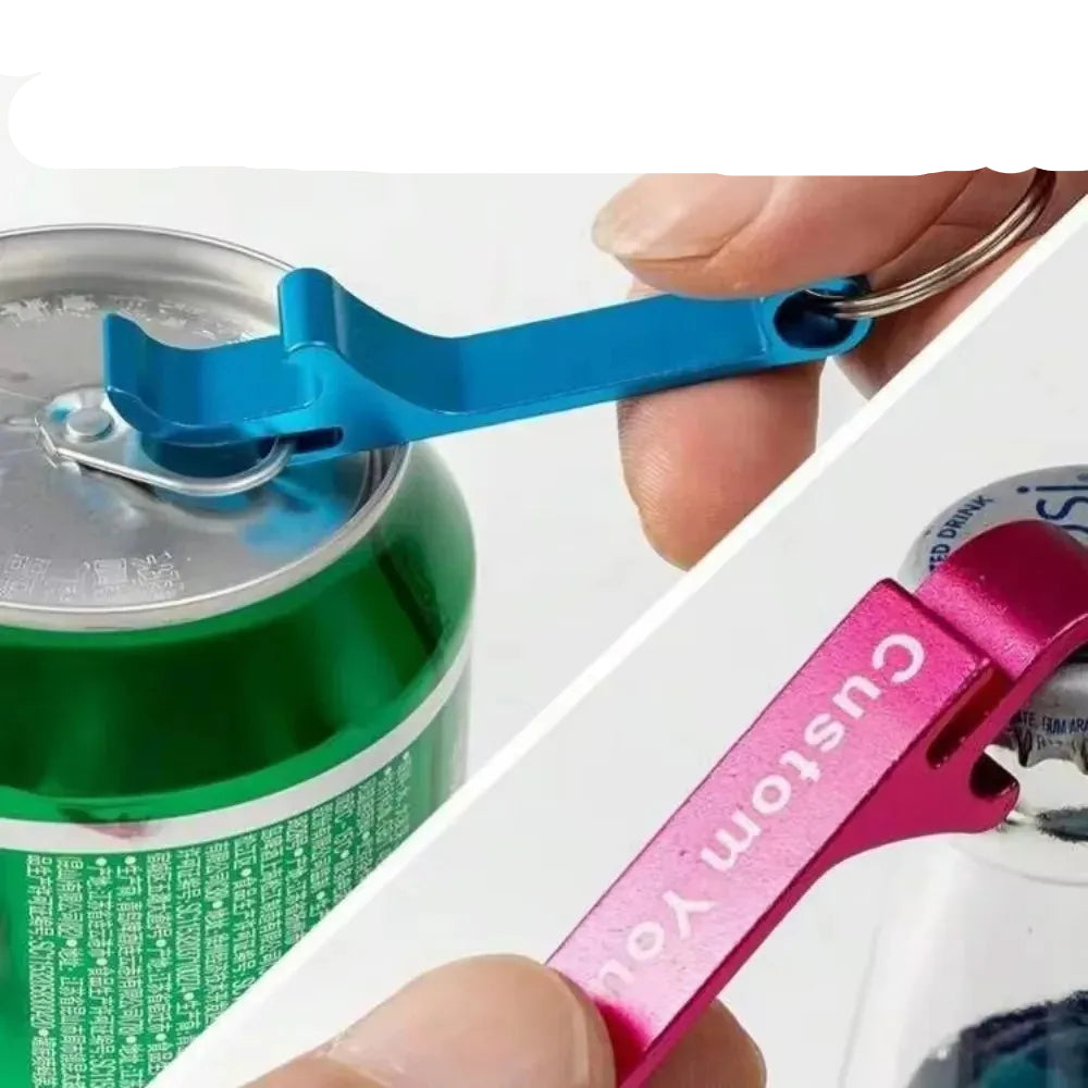 personalised engraving bottle opener keychains in use