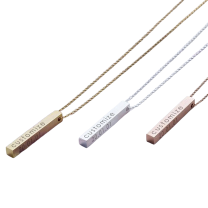 Personalised Bar Necklace Custom Engraving