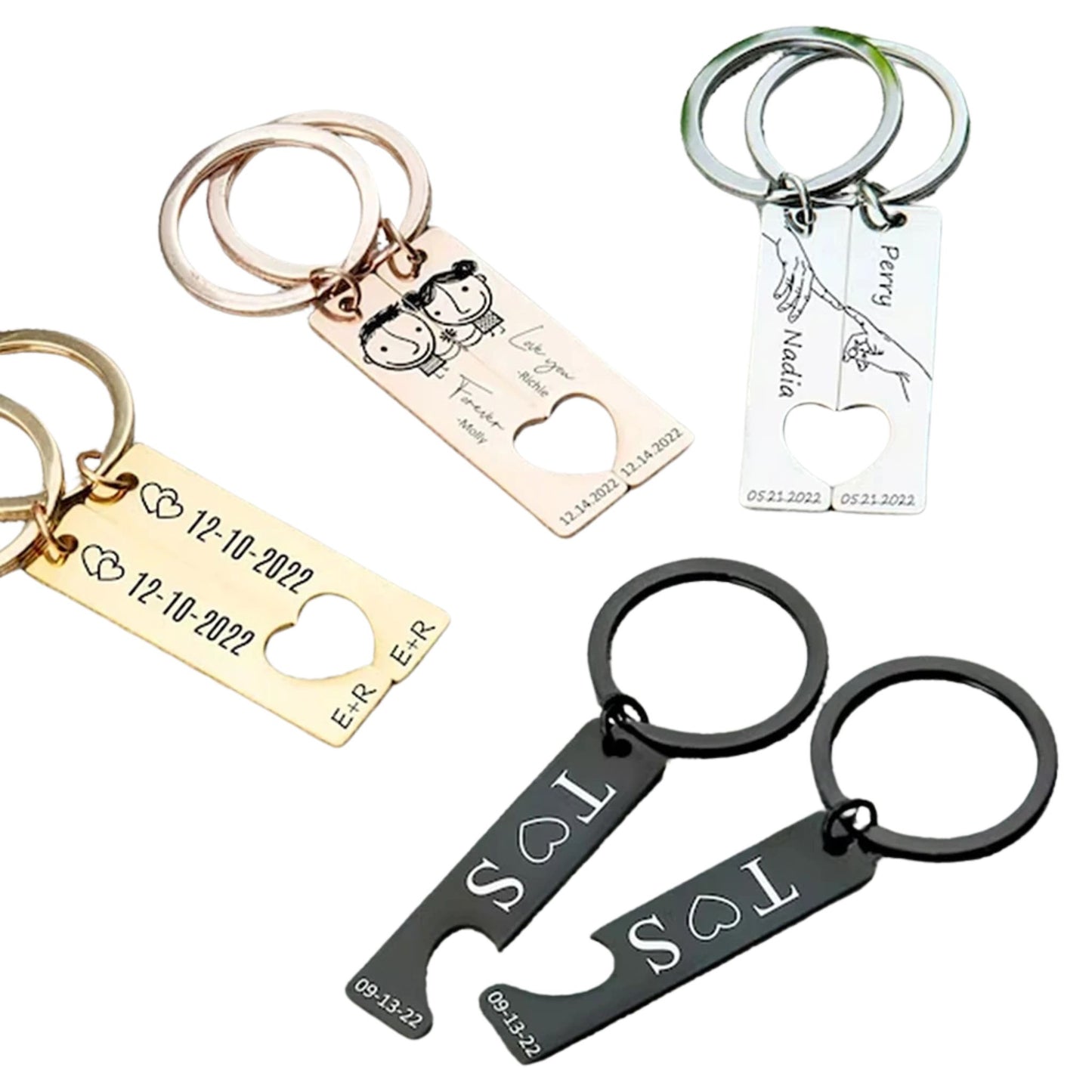 Custom Engraved Couples Keychains