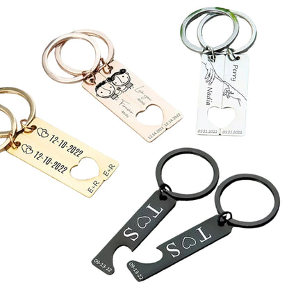 Custom Engraved Couples Keychains