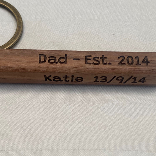 Personalised Wooden Bar Keyring for Dad