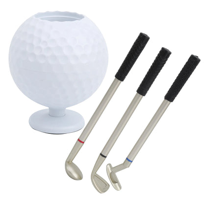 Engraved Desk Top Golf Ball and Club Pen Holder