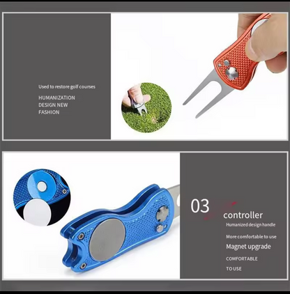 Flick Golf Divot Tool with Engraved Ball Marker
