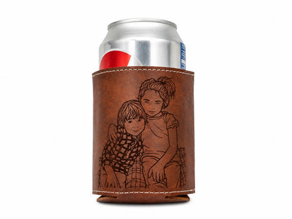 Personalised Photo Engraved PU Leather Stubby Holder