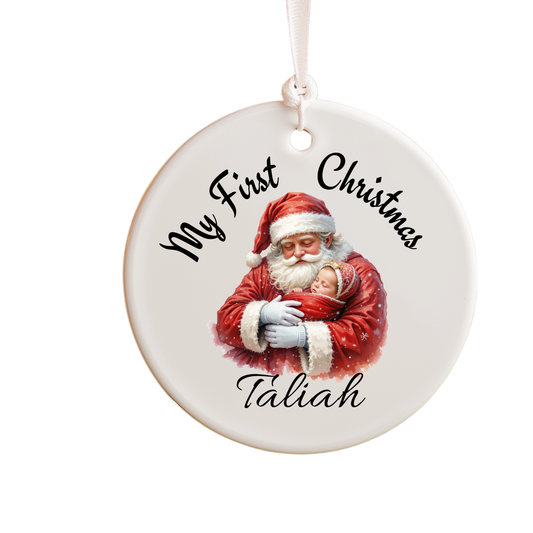 Personalised ‘My First Christmas’ Ornament – Santa & Baby Design