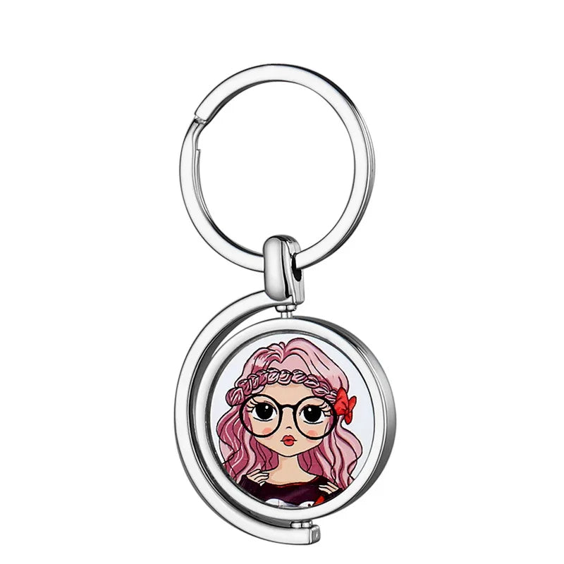 rotating disc keychain with 2 custom photos