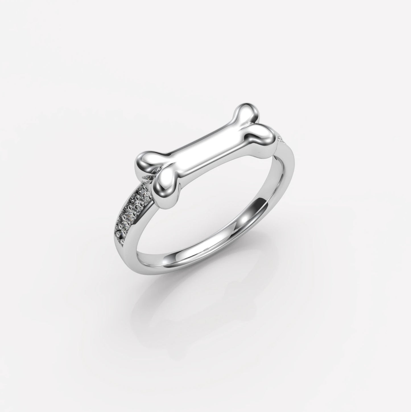 Personalised Name Dog Ring - Engraved 925 Sterling Silver with Zirconias