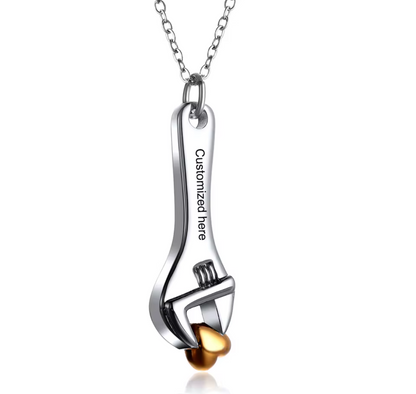 Spanner Wrench Urn Pendant – Engraved Cremation Jewellery