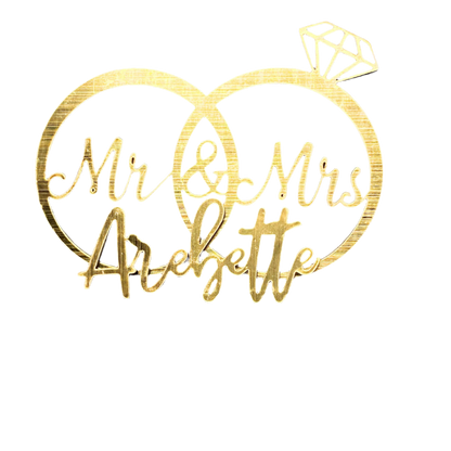 Custom Name Wedding Rings Cake Topper