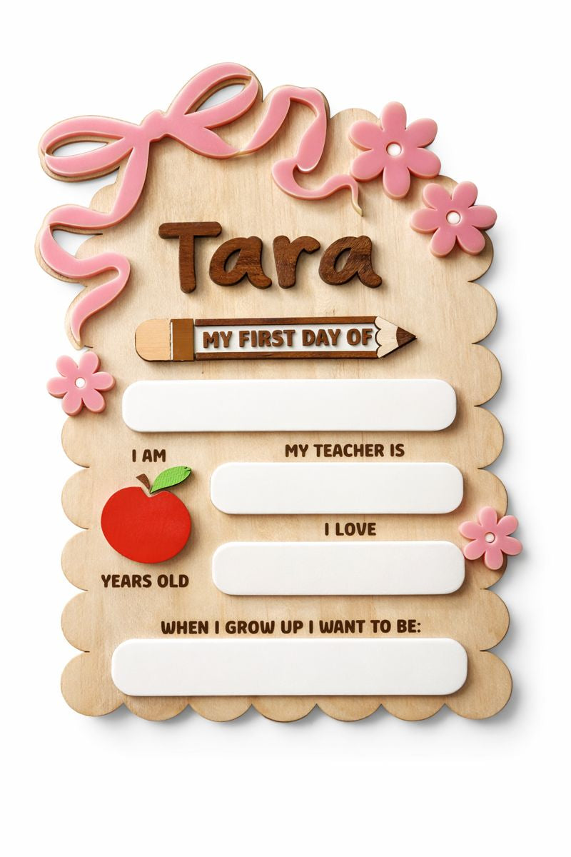 First Day of School Board – Personalised Name, Fill-In Erasable