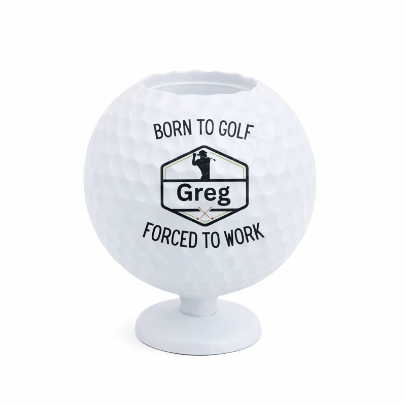 Engraved Desk Top Golf Ball and Club Pen Holder