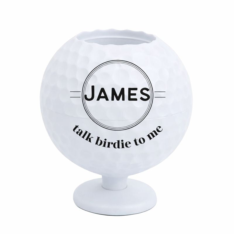 Engraved Desk Top Golf Ball and Club Pen Holder