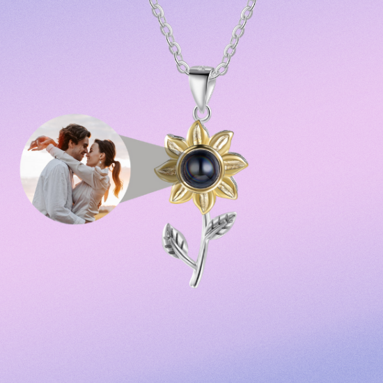 Photo projection sunflower necklace 