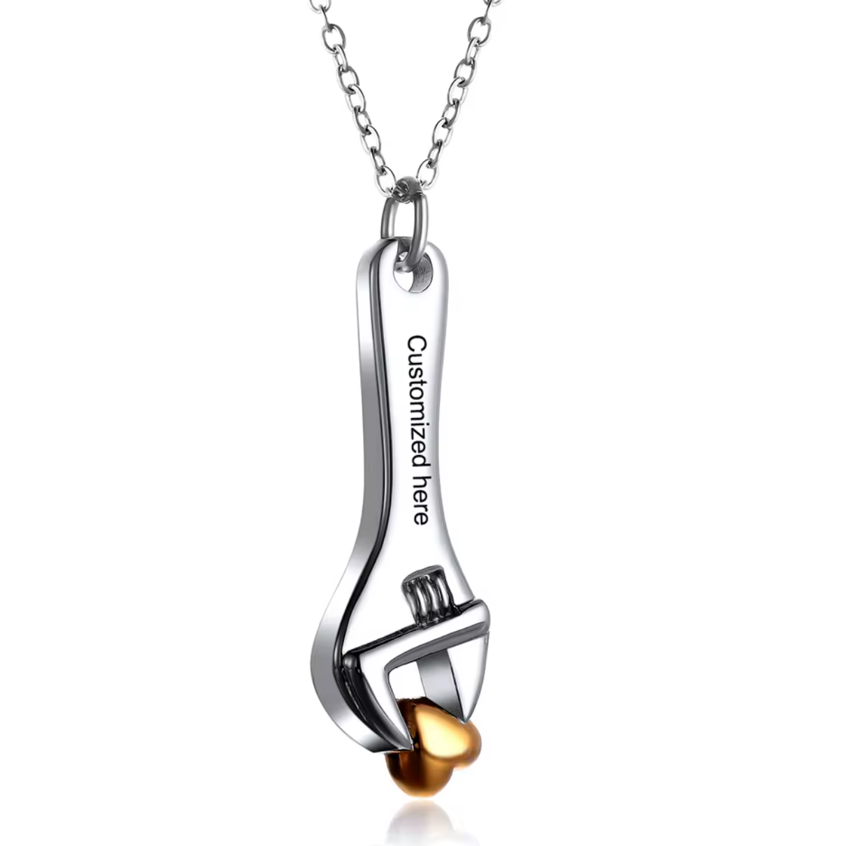 Spanner Wrench Urn Pendant – Engraved Cremation Jewellery