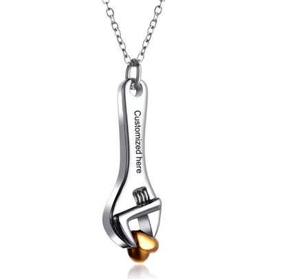 Spanner Wrench Urn Pendant – Engraved Cremation Jewellery