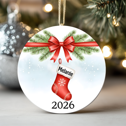 Personalised Family Christmas Stocking Ornament – 1 to 7 Names