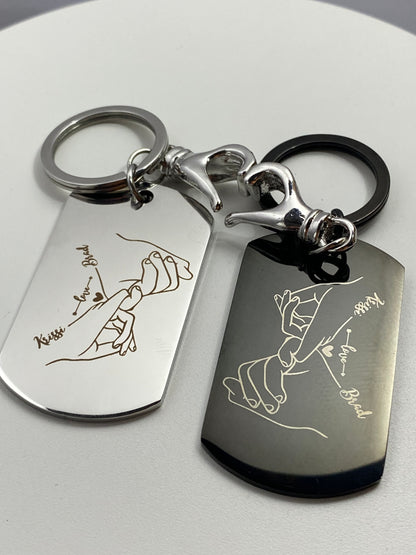 Couples Engraved Keychains - Holding Hands