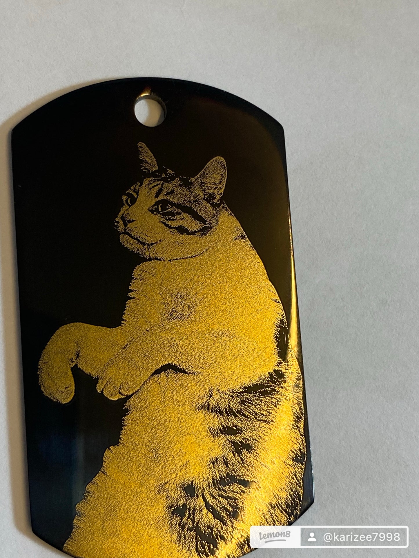 Pendant with engraved cat, basic engraving