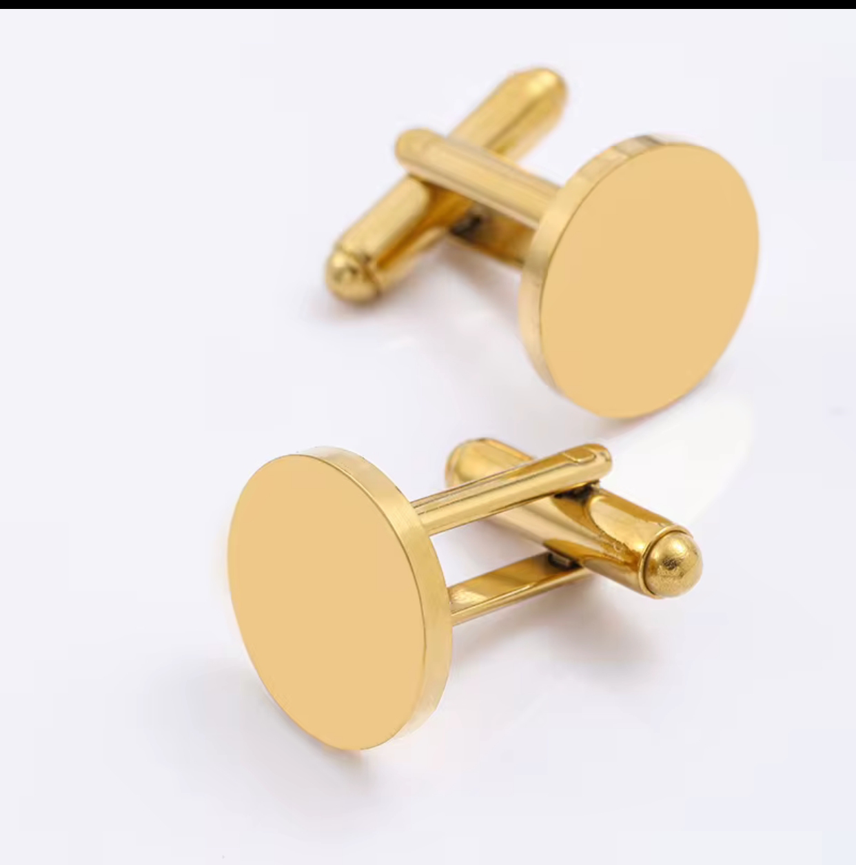 Gold round cufflinks engravable