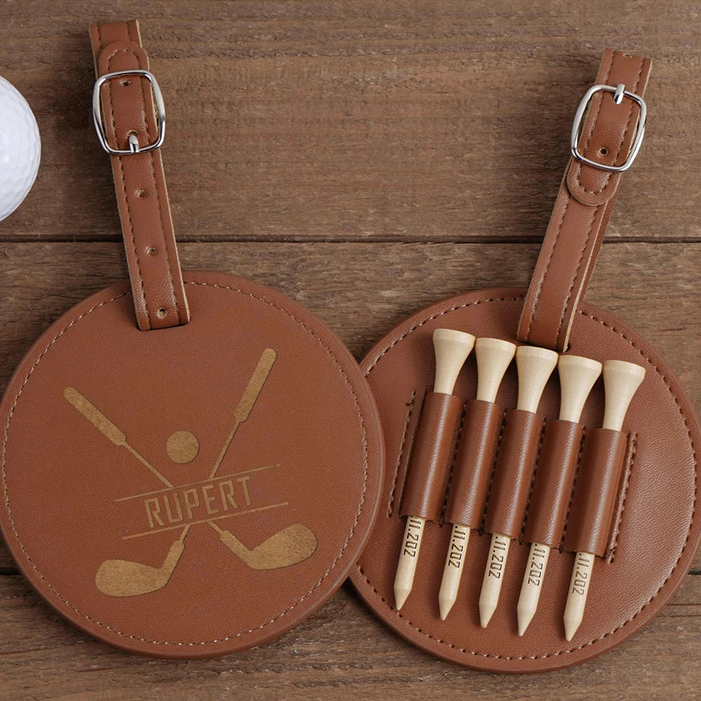 Personalized Engraved Wood Golf Tees & Holder