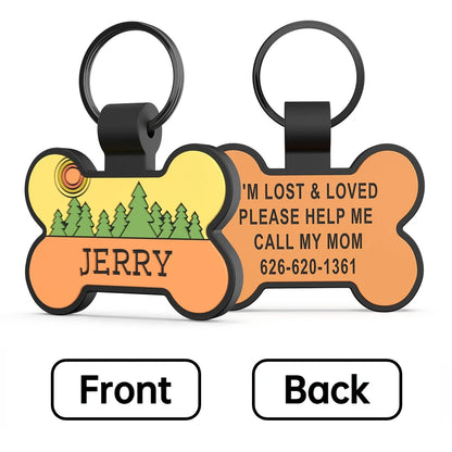 Engraved Pet ID Tags Patterned Silicone Bone