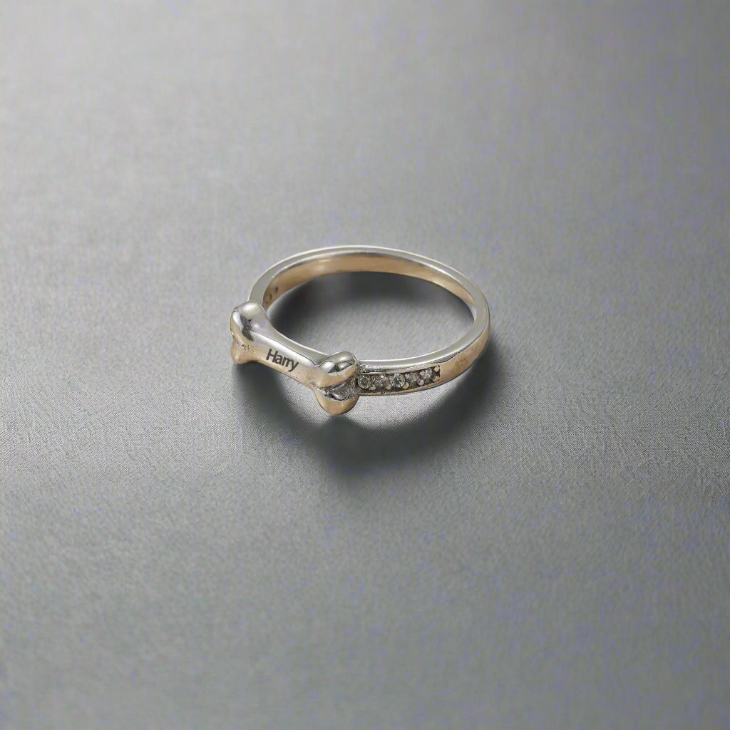 gold name dog ring engraved memorial ring