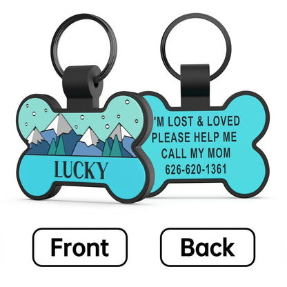 Engraved Pet ID Tags Patterned Silicone Bone