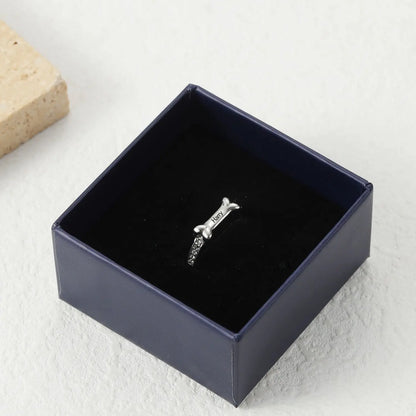 Personalised Name Dog Ring - Engraved 925 Sterling Silver with Zirconias