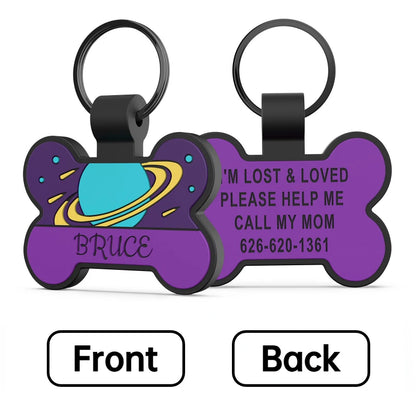 Engraved Pet ID Tags Patterned Silicone Bone