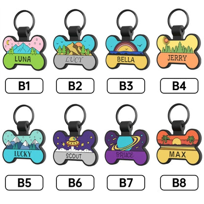 Engraved Pet ID Tags Patterned Silicone Bone