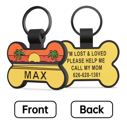 Engraved Pet ID Tags Patterned Silicone Bone