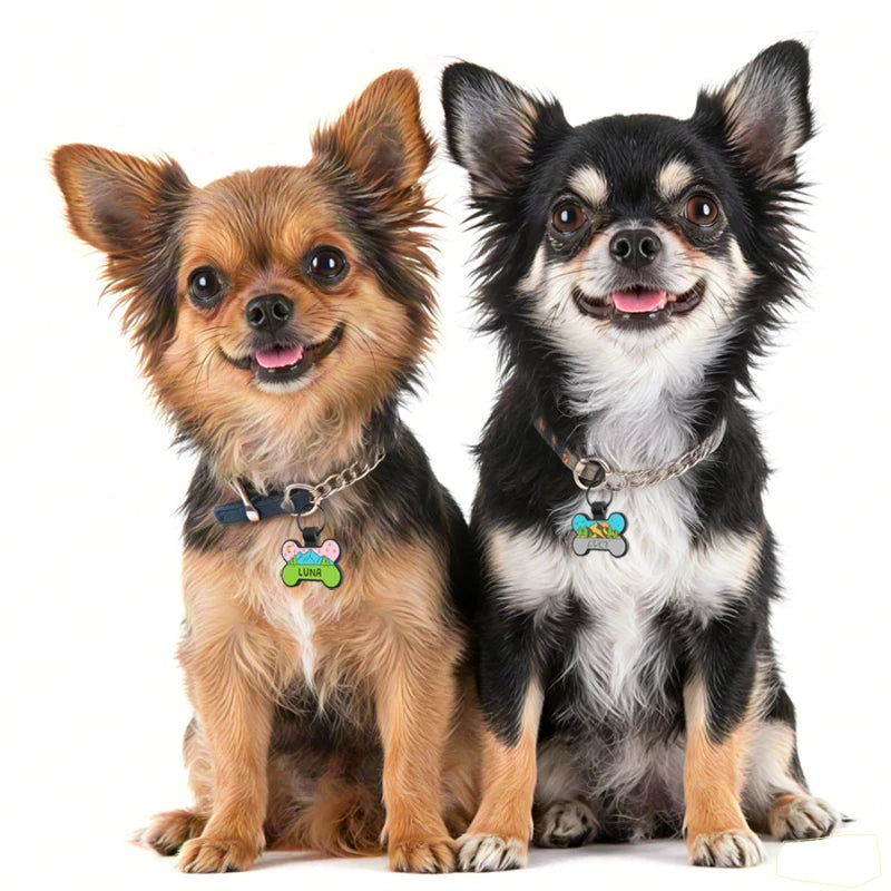 Engraved Pet ID Tags Patterned Silicone Bone