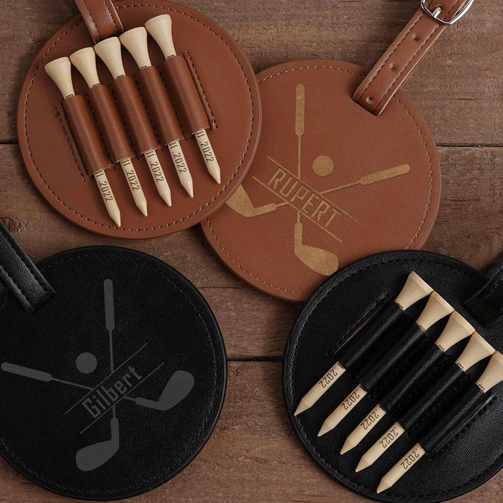 Personalized Engraved Wood Golf Tees & Holder