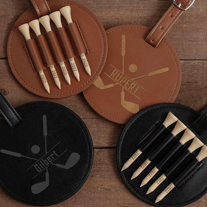 Personalized Engraved Wood Golf Tees & Holder