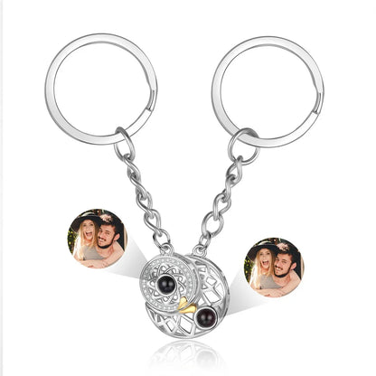 Sun Moon Photo Projection Matching Keychain