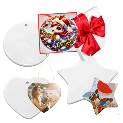 Your Custom Design Ornament – Personalised Photo or Message | Circle, Heart or Star