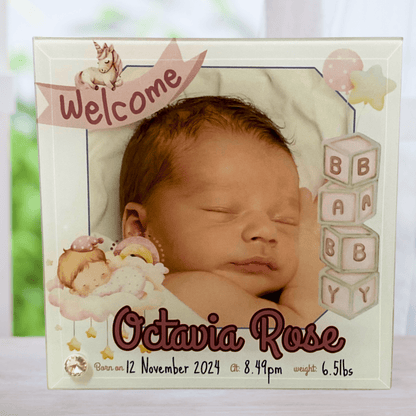 Baby Announcement Glass Photo Prints for Boy or Girl