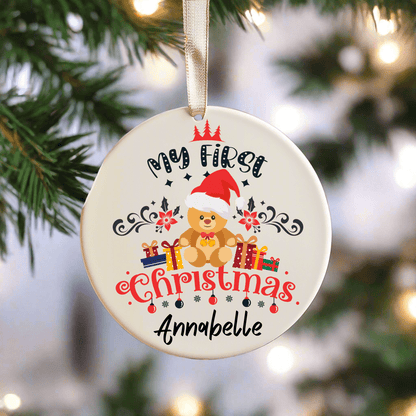 Baby’s First Christmas Ornaments Teddy Bear - Christmas Ornaments Personalisr Au