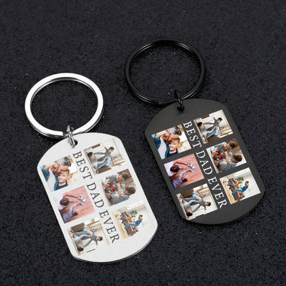 Best Dad Ever Keychain with 6 Custom PhotosKey Chains