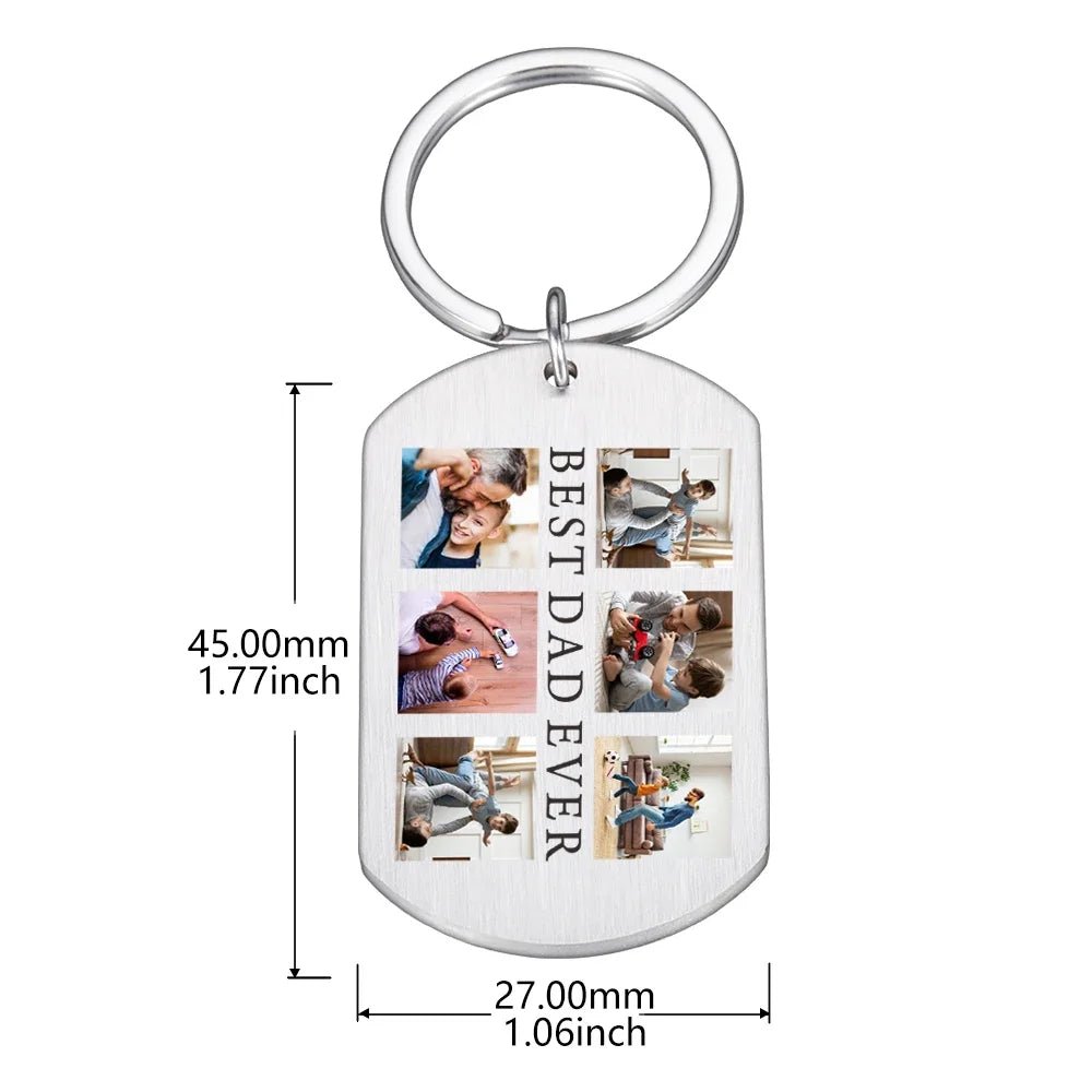 Best Dad Ever Keychain with 6 Custom PhotosKey Chains