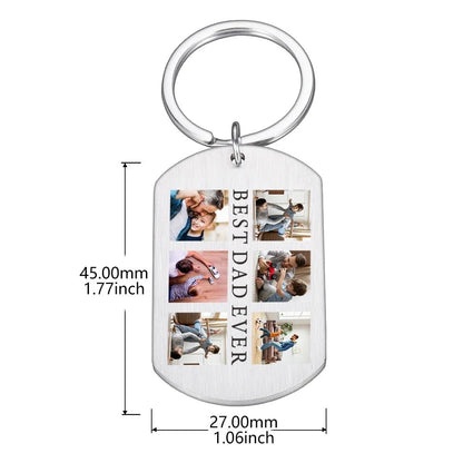 Best Dad Ever Keychain with 6 Custom PhotosKey Chains