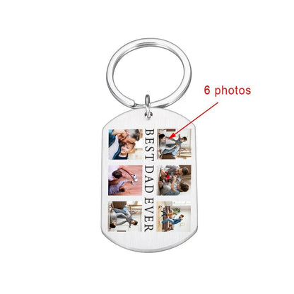 Best Dad Ever Keychain with 6 Custom PhotosKey Chains