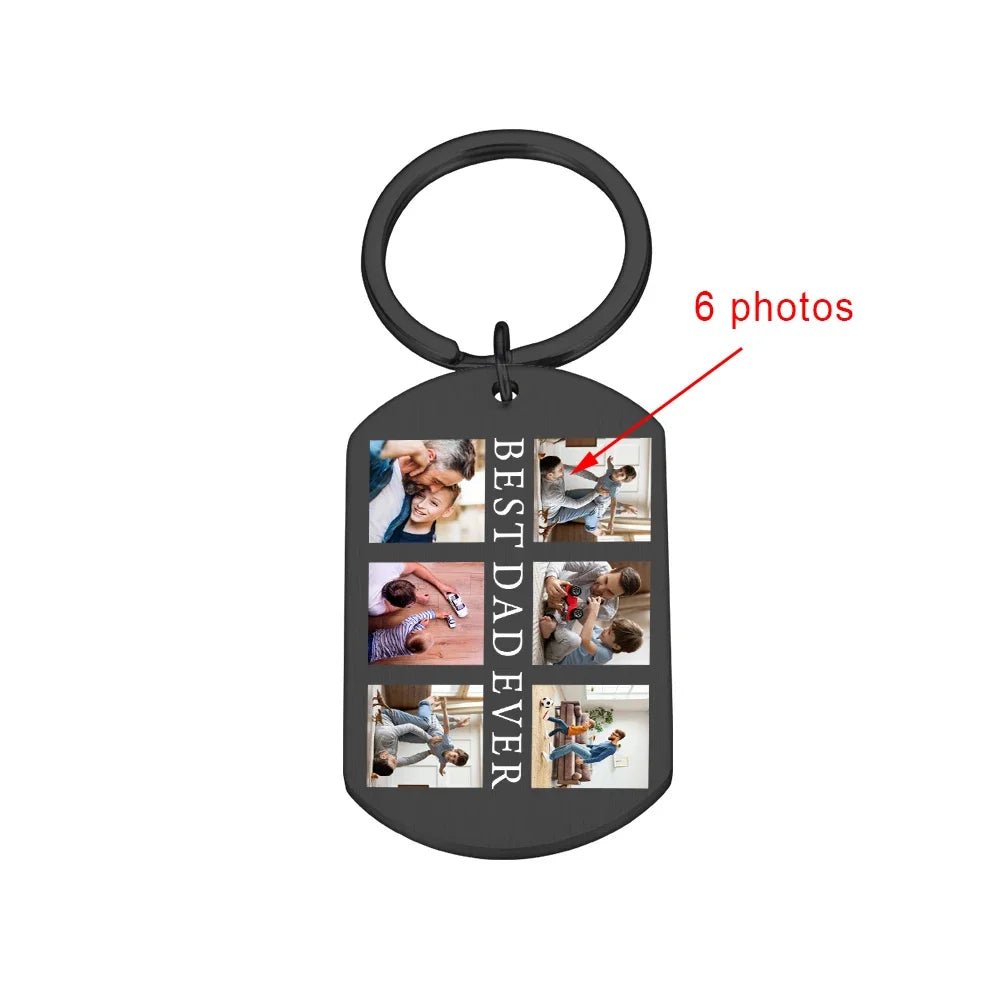 Best Dad Ever Keychain with 6 Custom PhotosKey Chains