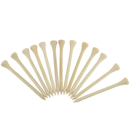 Set of wooden golf tees on a white background