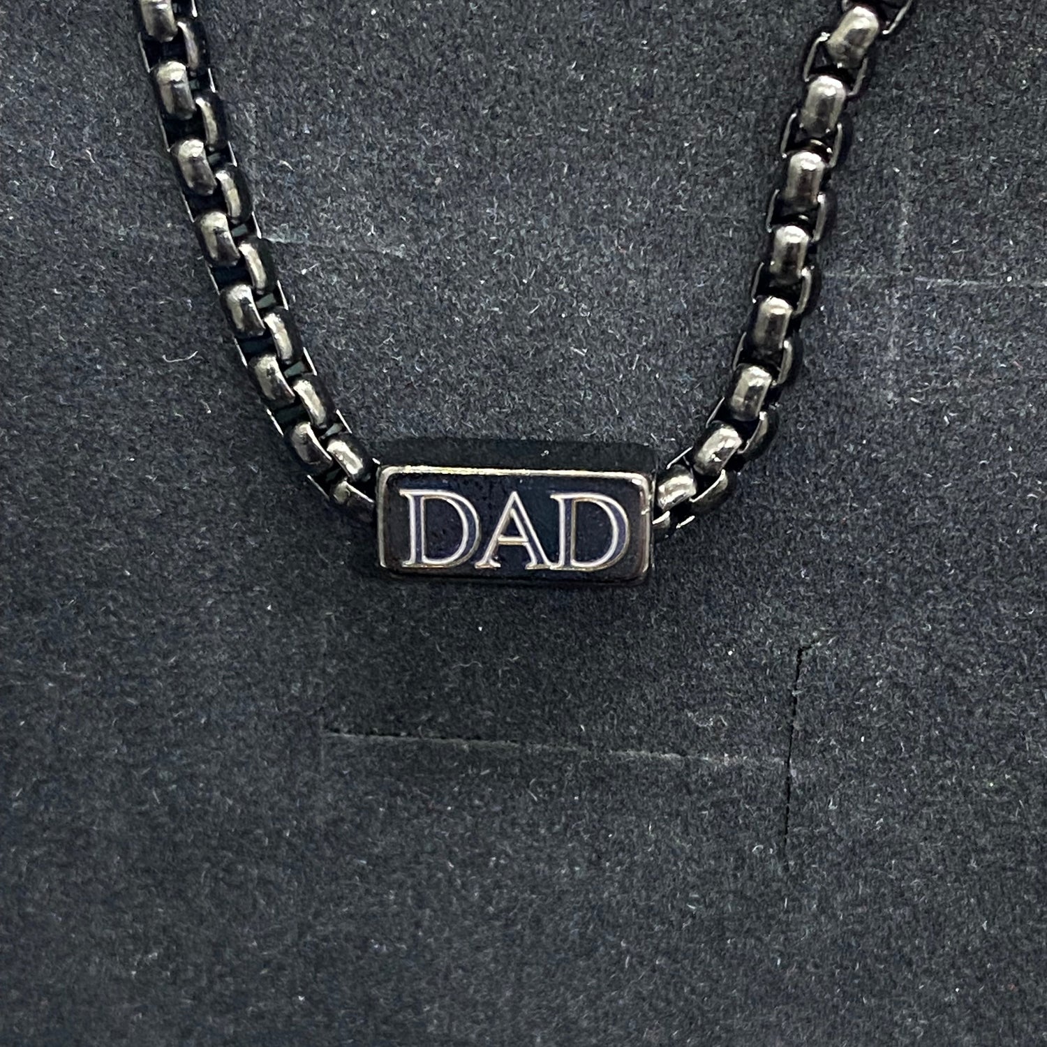 black stainless steel bracelet with engraved DAD
