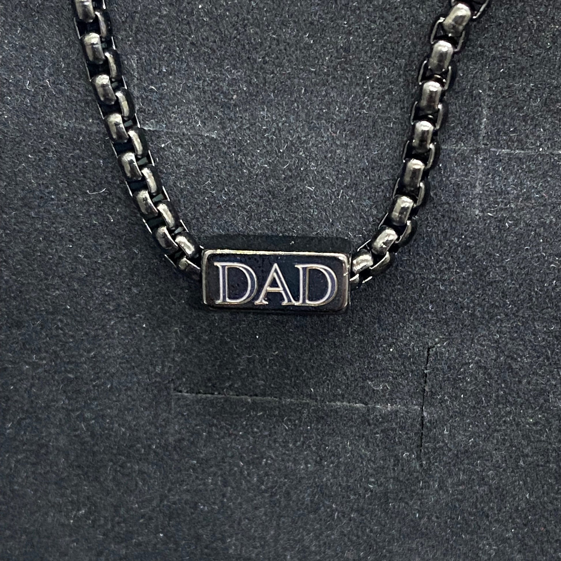 black stainless steel bracelet with engraved DAD