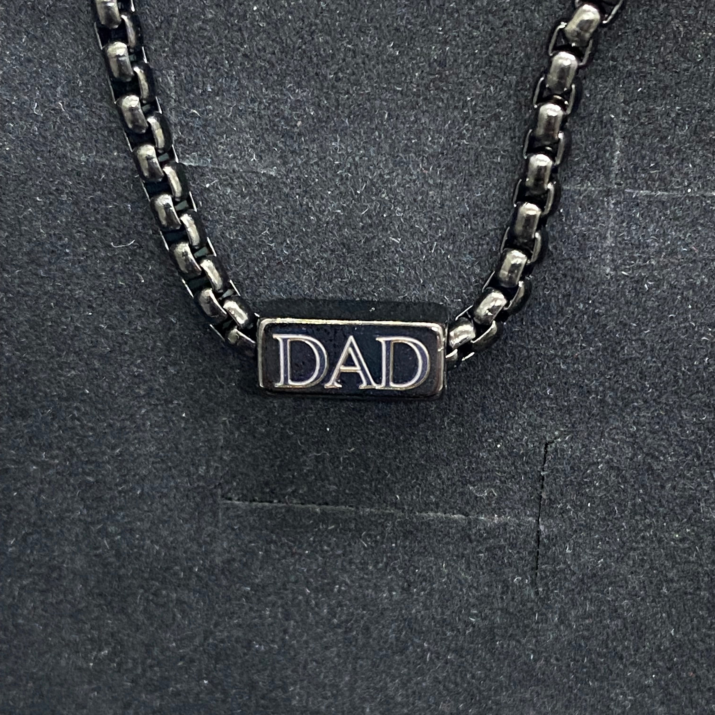 black stainless steel bracelet with engraved DAD